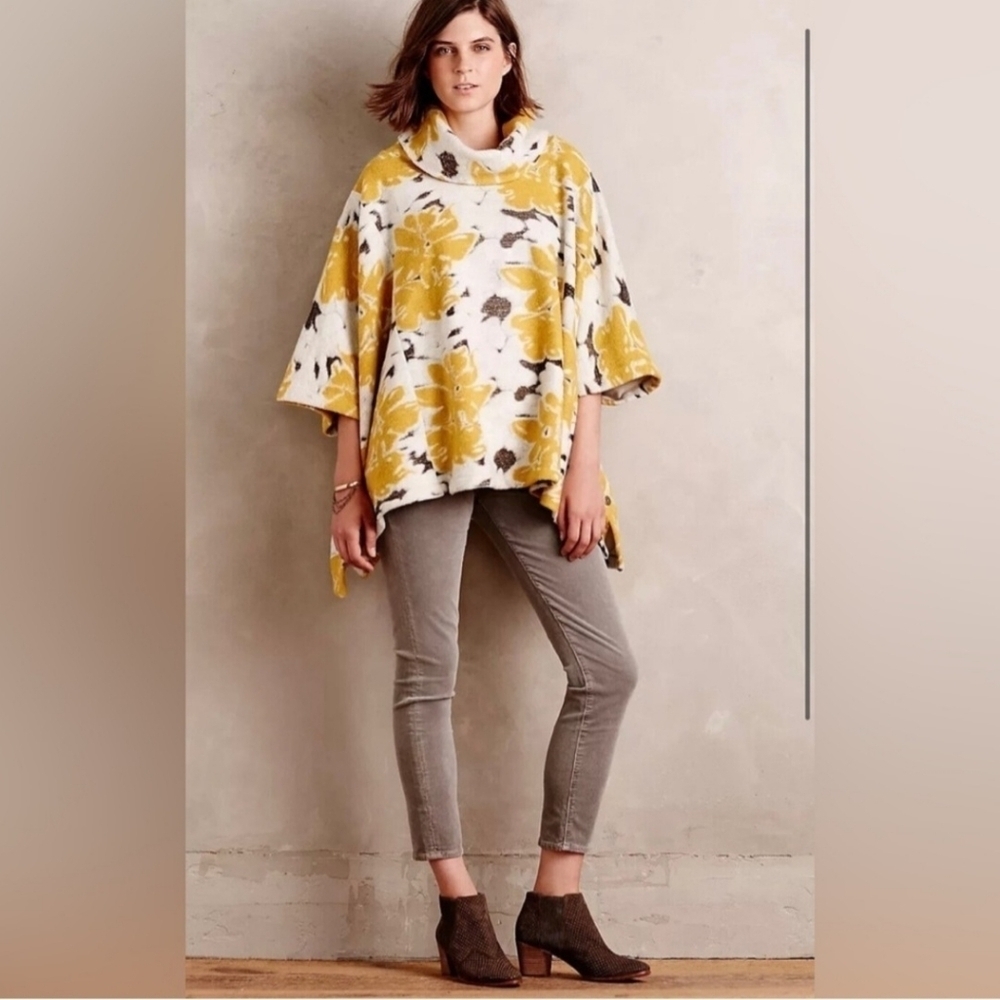 Anthropologie Saturday Sunday cowl clustered floral poncho